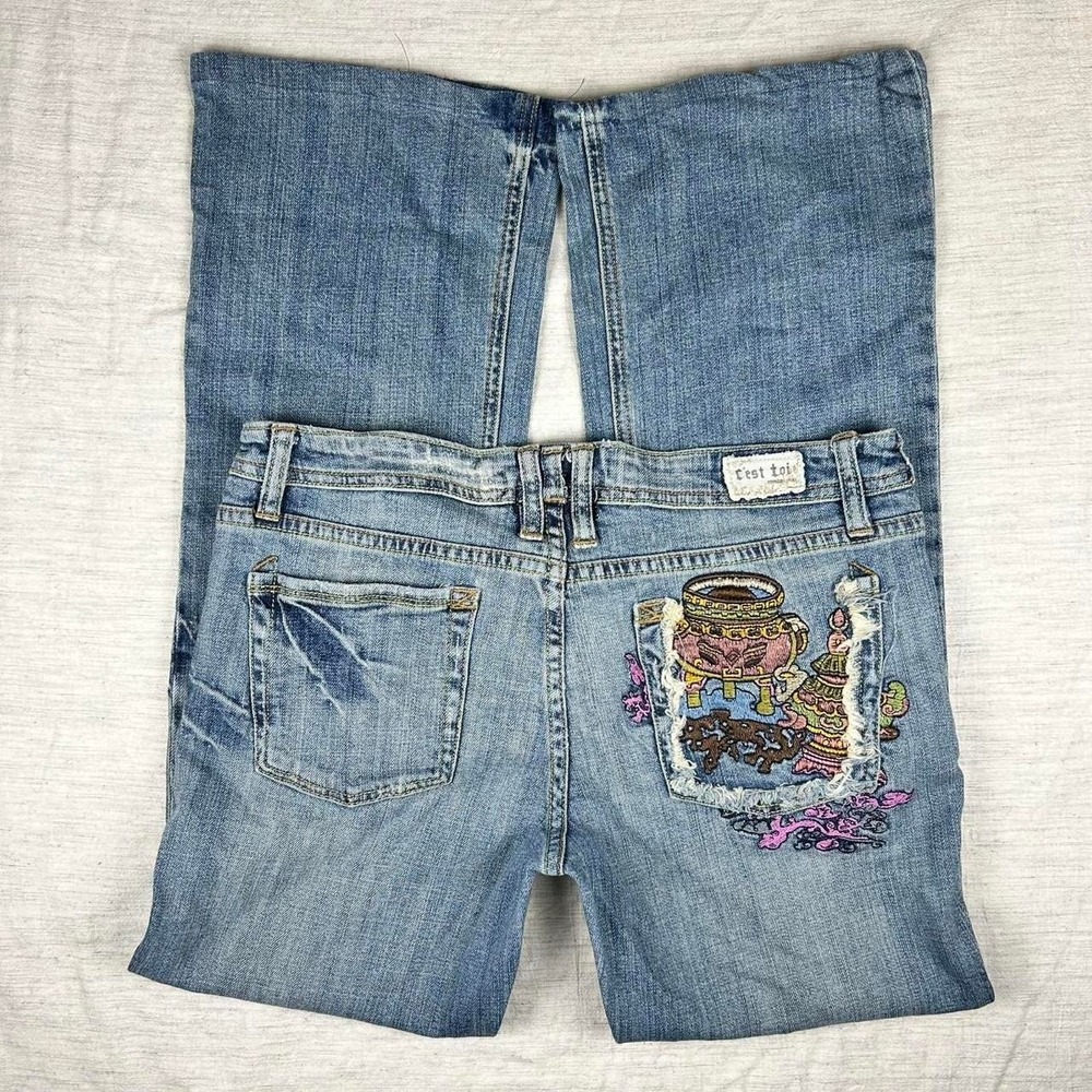 C'est Toi Y2K embroidered low rise flare jeans